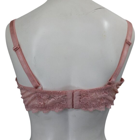 Victorias Secret Lined Demi Pink Underwire Lace Bra Size 38DD Adjustable Beige - Picture 4 of 10